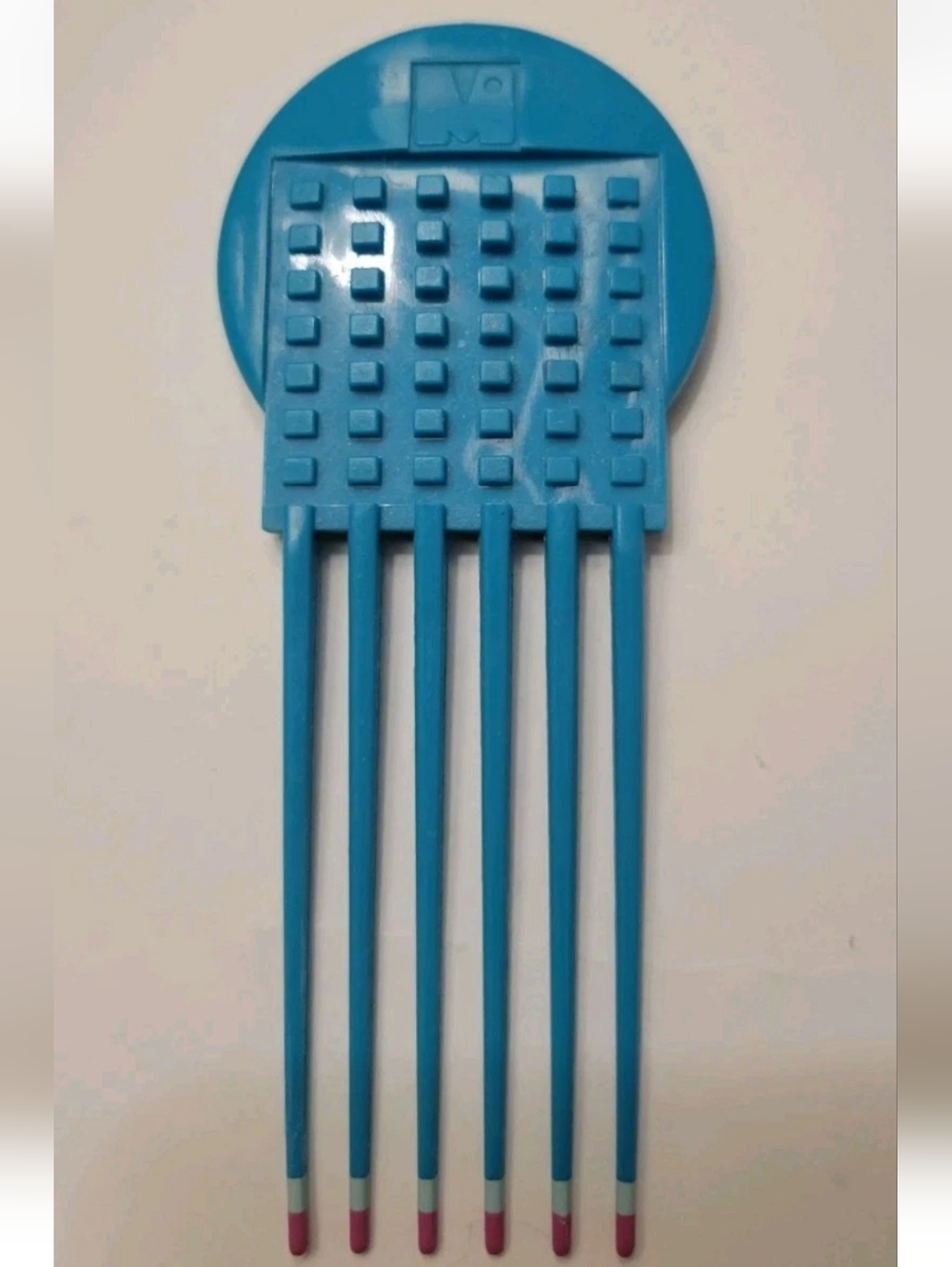 Vintage Mebco Lifstix Pick Hair Comb Teal Twice Dipped Pink Retro 4.5" 80s
